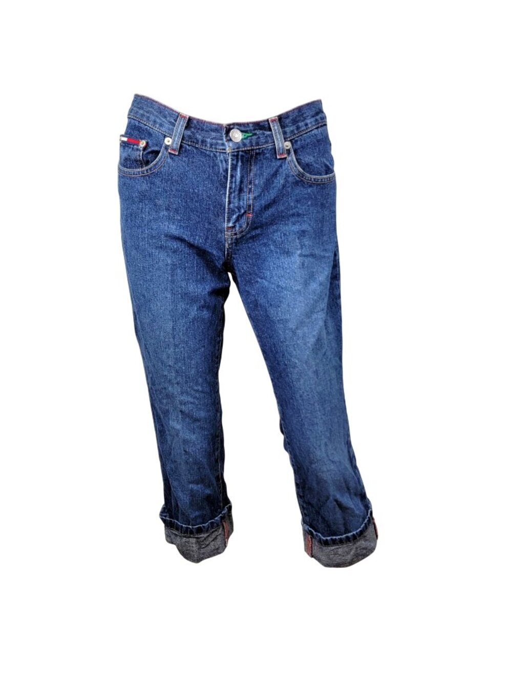 Tommy Hilfiger Jeans Vintage Y2K Women 5 28 Straight Leg Capris Crop Dark Denim